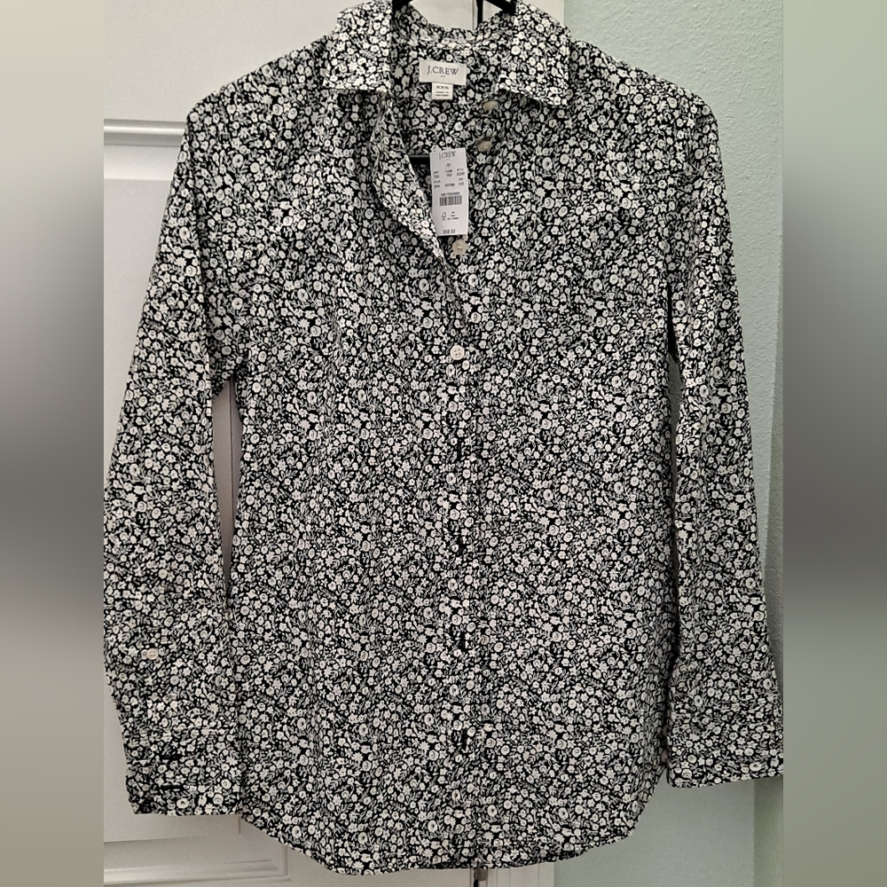 J. Crew Slim Secret Wash Cotton Poplin Mens Floral Dress Shirt Size XXSmall. New